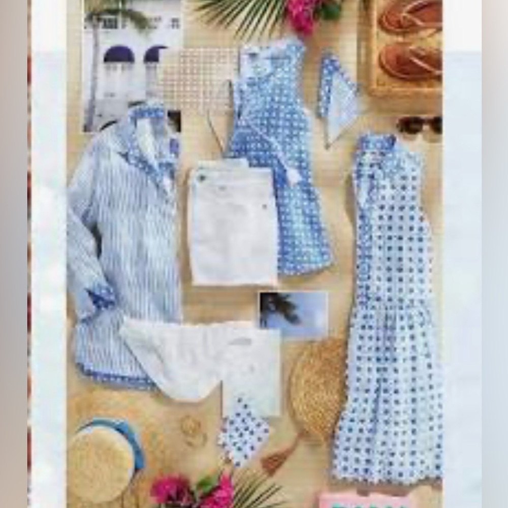 Vineyard Vines painted blue and white rattan print dress size 16 EUC msrp $98 - Picture 8 of 11